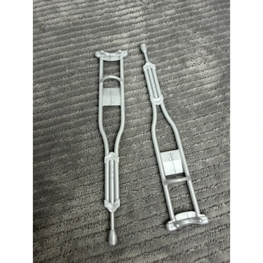 Barbie Doll Accessories Gray Silver Pair Of Crutches Ambulance Doctor Medical